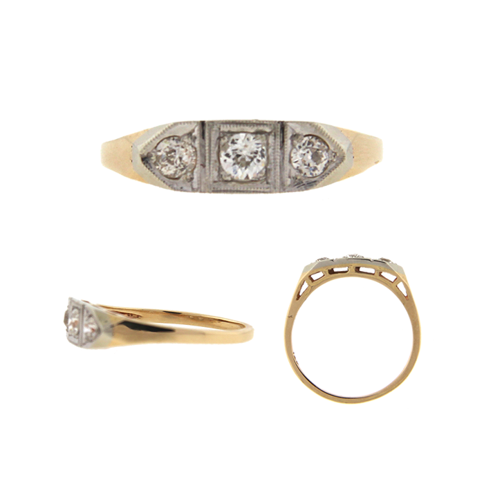 Three-Stone Art Deco Diamond Ring