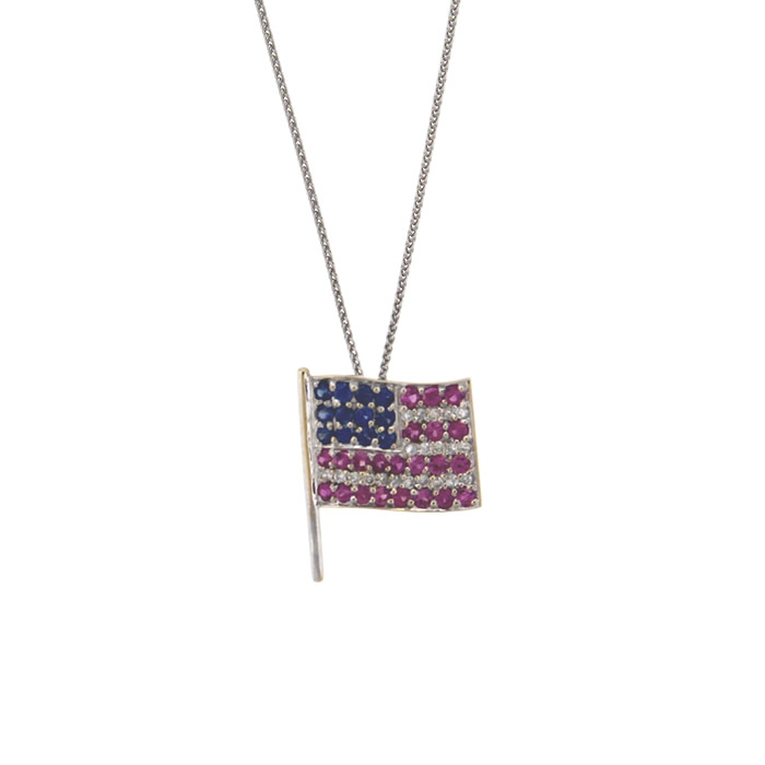Gemstone American Flag Pin / Pendant