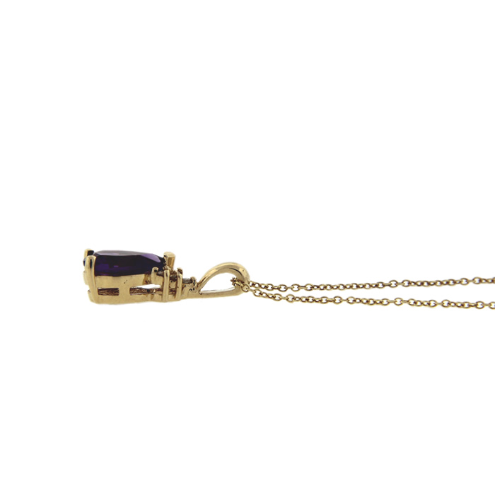 Amethyst and Diamond Pendant Necklace - Click Image to Close