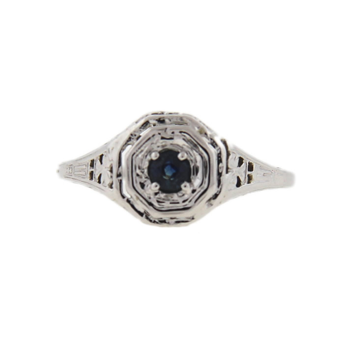 Shamrock Filigree Sapphire Ring - Click Image to Close