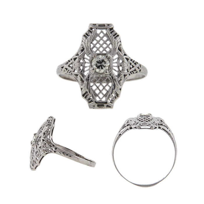(image for) Navette Diamond Filigree Ring