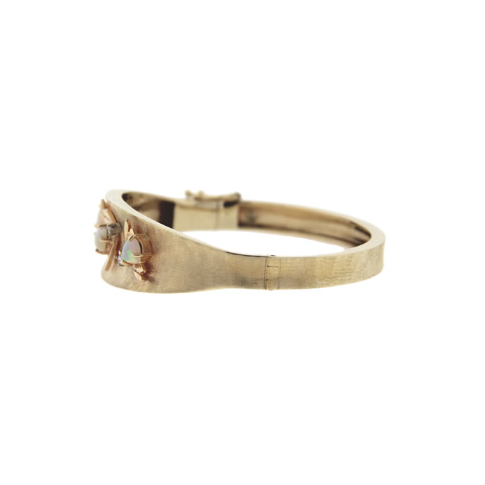 Opal and Diamond Bee Bangle Bracelet - Click Image to Close