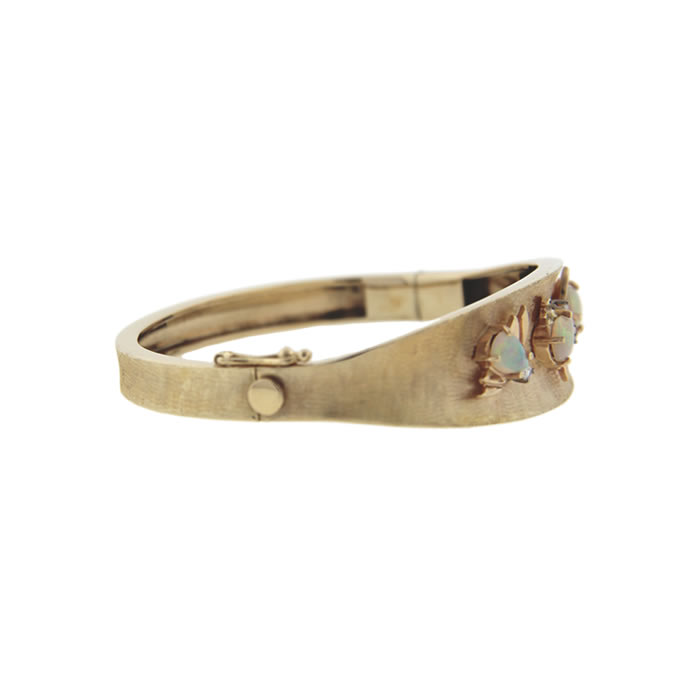 Opal and Diamond Bee Bangle Bracelet - Click Image to Close