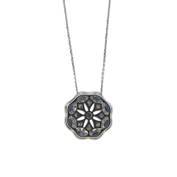 Blue Sapphire and Diamond Pendant Necklace - Click Image to Close