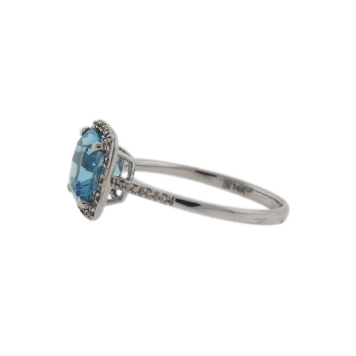 Blue Topaz and Diamond Halo Ring