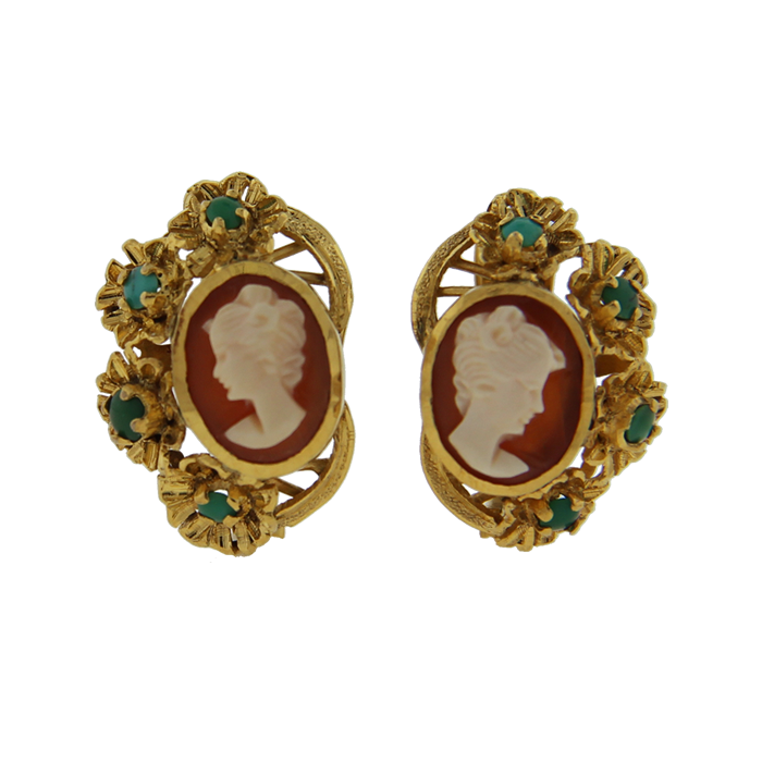 Cameo and Turquoise Earrings