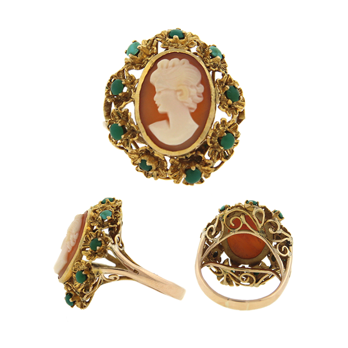 Cameo and Turquoise Ring