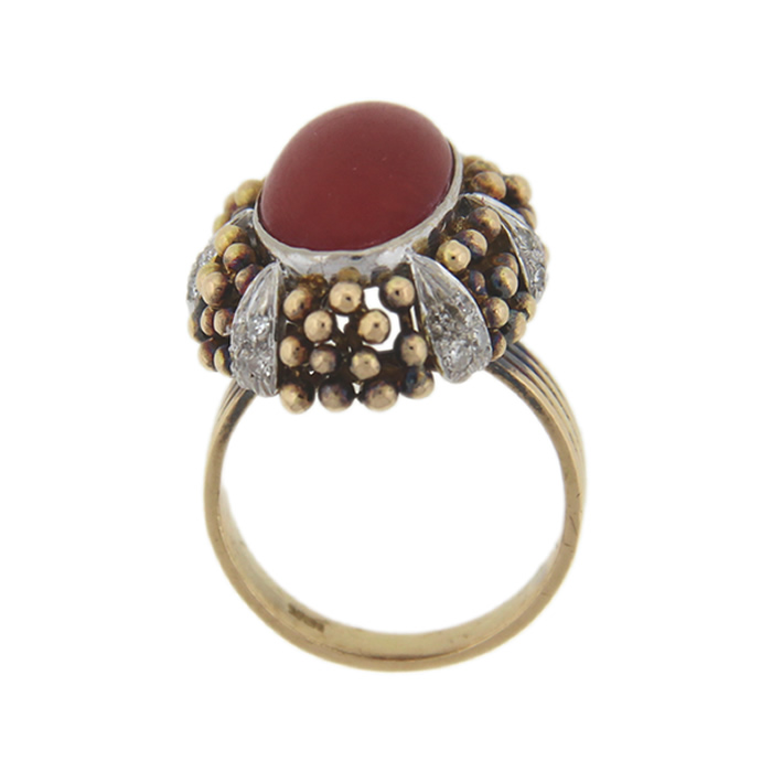 Coral and Diamond Ring - Click Image to Close