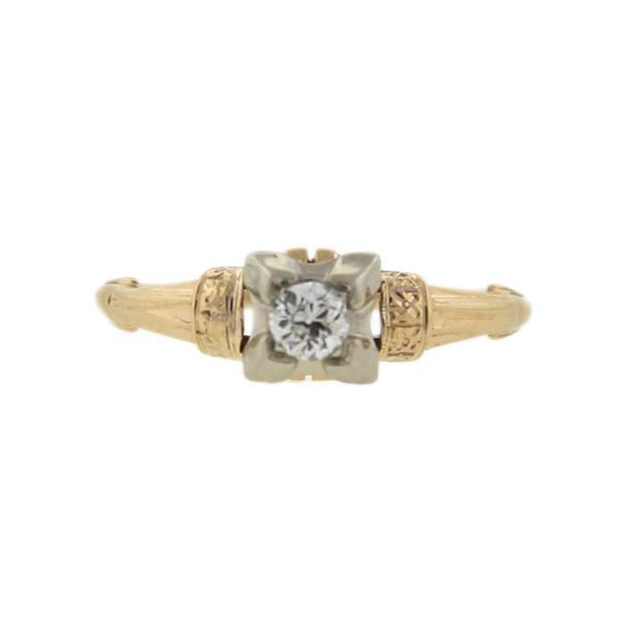 Art Deco Two-tone Engagement Ring