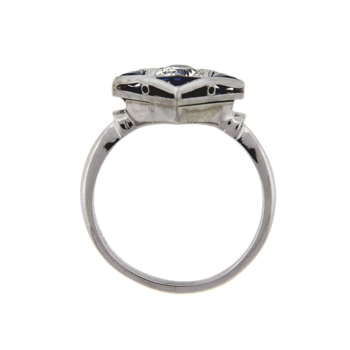 Diamond and Sapphire Art Deco Ring - Click Image to Close