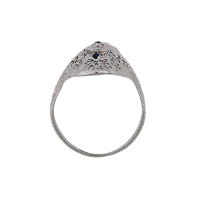 Diamond and Sapphire Navette Filigree Ring - Click Image to Close