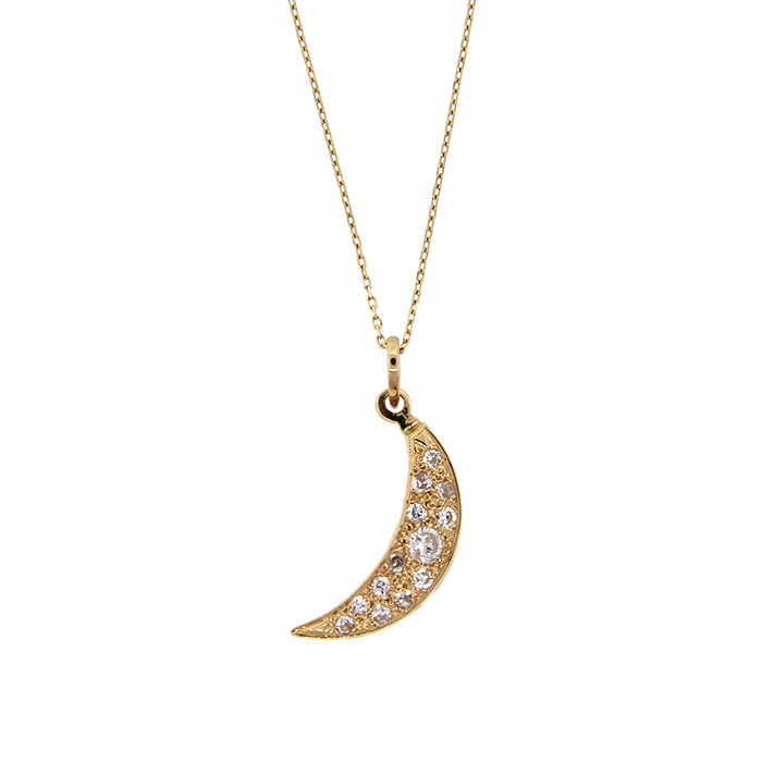 Diamond Waxing Moon Crescent Pendant