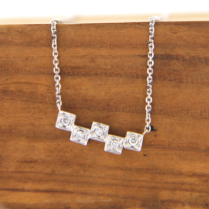 Stepping Stone Diamond Bar Necklace - Click Image to Close