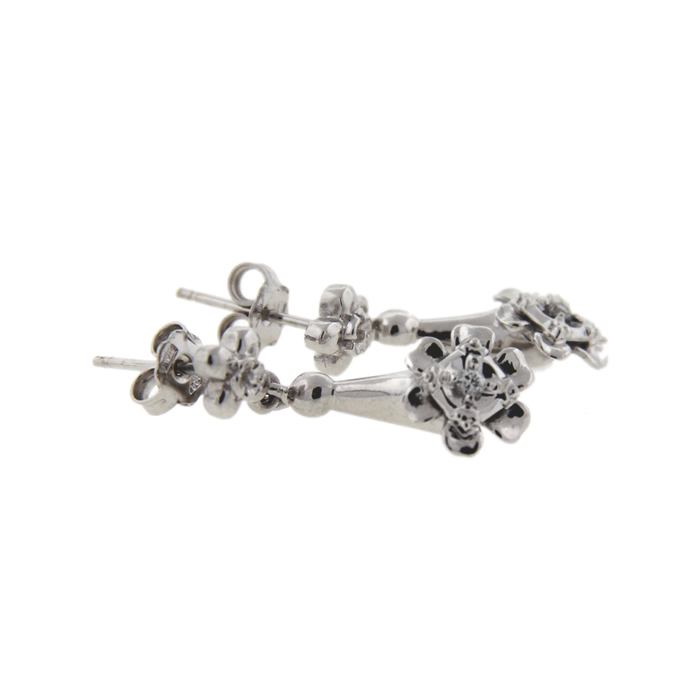 Diamond Flower Dangle Earrings - Click Image to Close