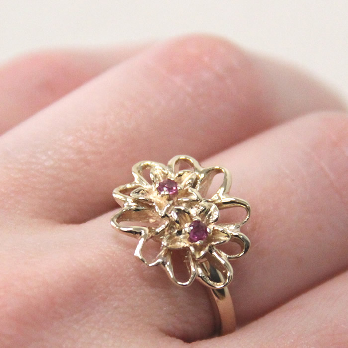 Ruby Flower Ring - Click Image to Close
