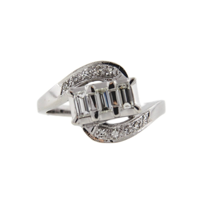 Baguette Diamond Cluster Ring - Click Image to Close