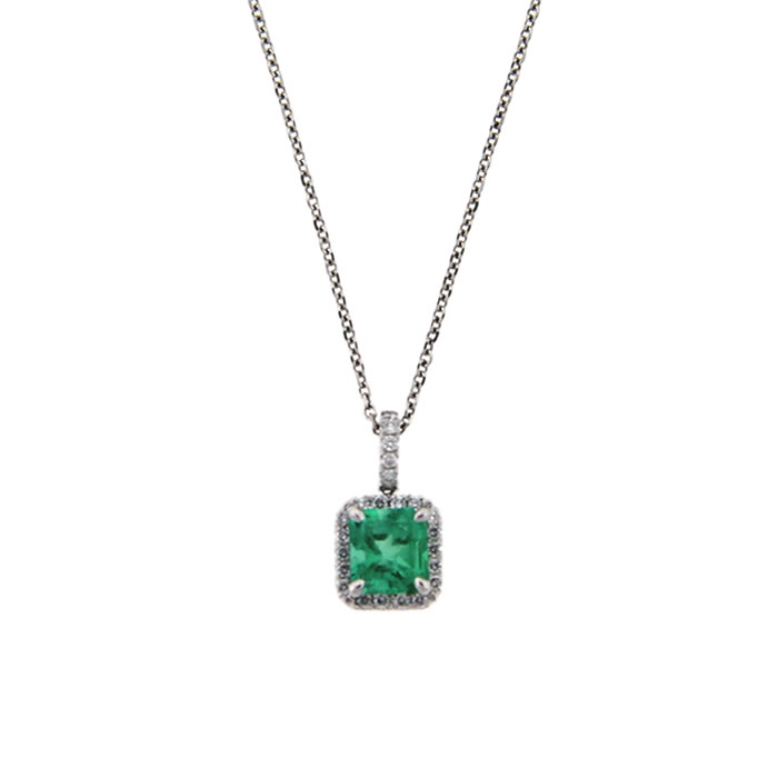Emerald and Diamond Pendant Necklace