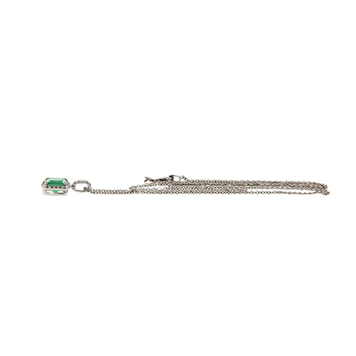 Emerald and Diamond Pendant Necklace - Click Image to Close
