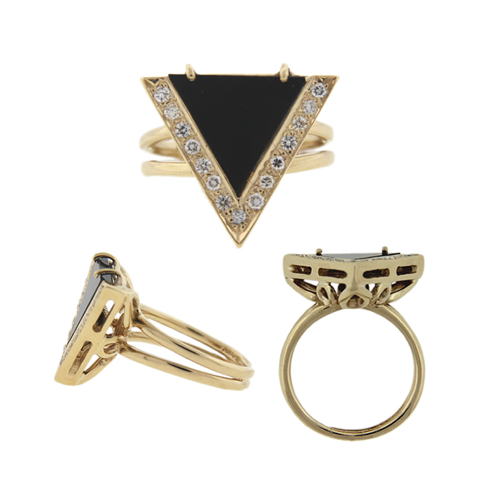 Estate Onyx and Diamond Ring