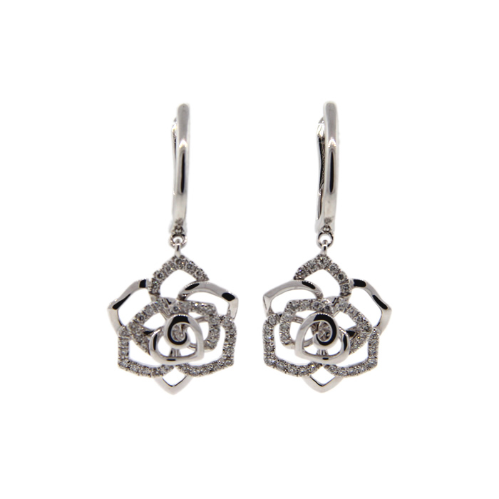 Diamond Flower Drop Earrings