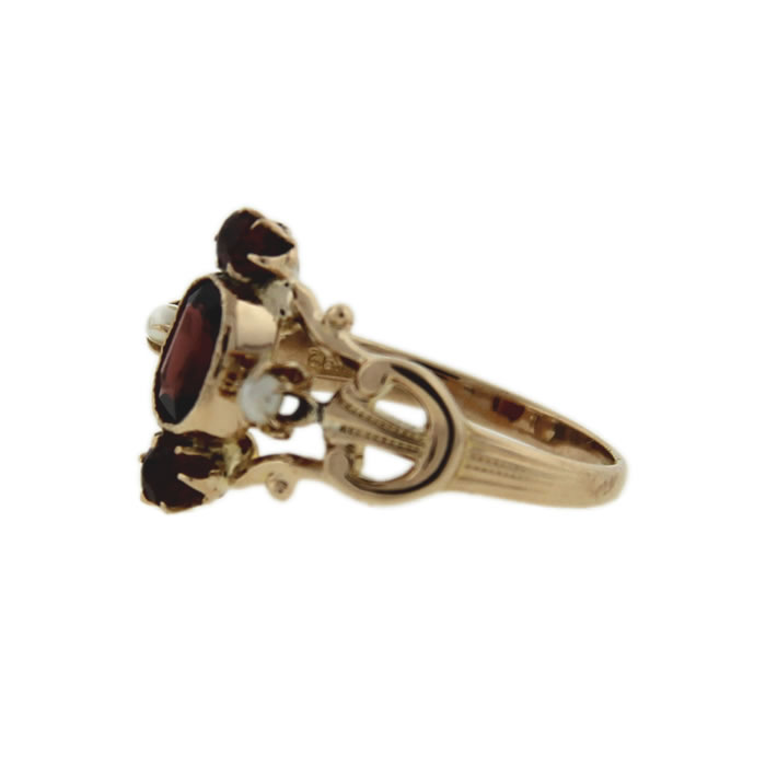 Ostby Barton Garnet and Seed Pearl Ring - Click Image to Close