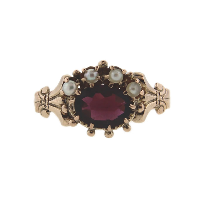 Victorian Garnet and Seed Pearl Ring