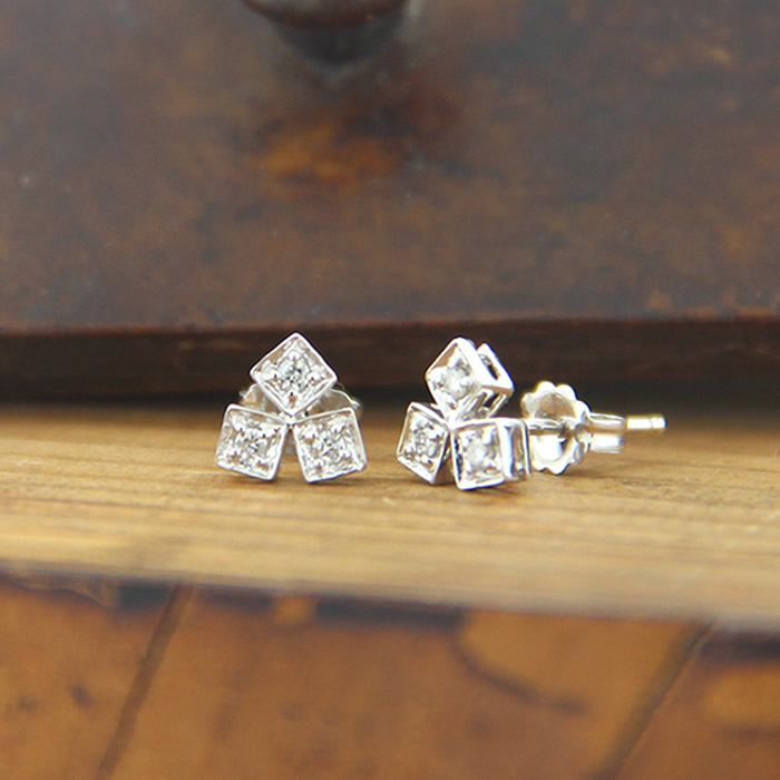 Geometric Diamond Stud Earrings - Click Image to Close