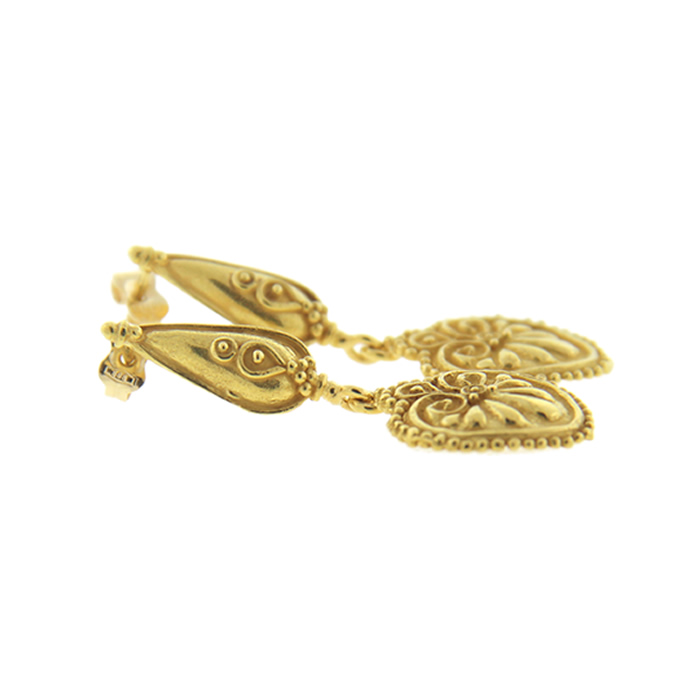 Granulated Gold Dangle Earrings