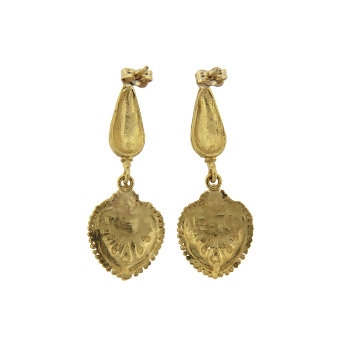 Granulated Gold Dangle Earrings