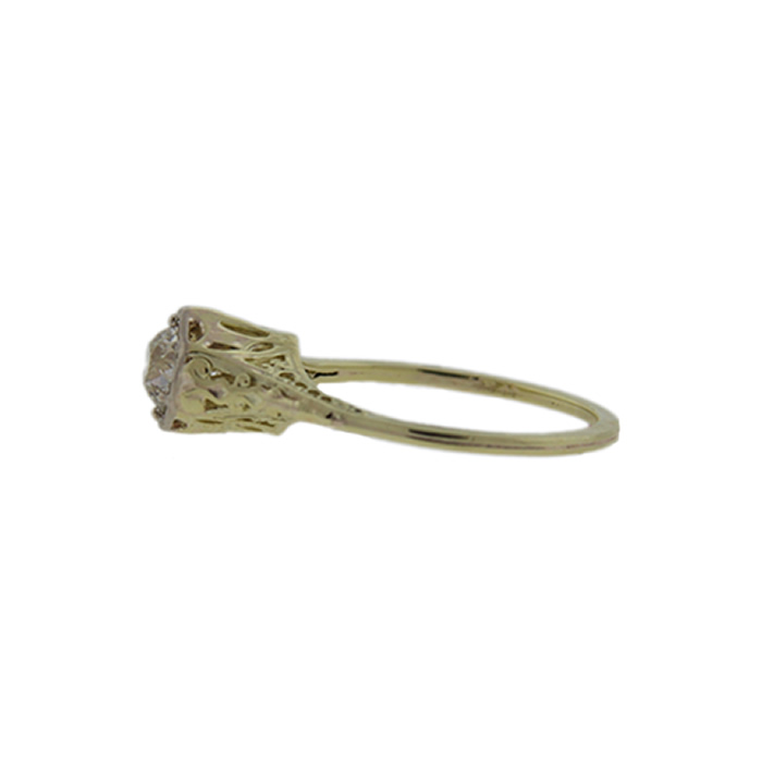 Yellow Gold Filigree Diamond Engagement Ring - Click Image to Close