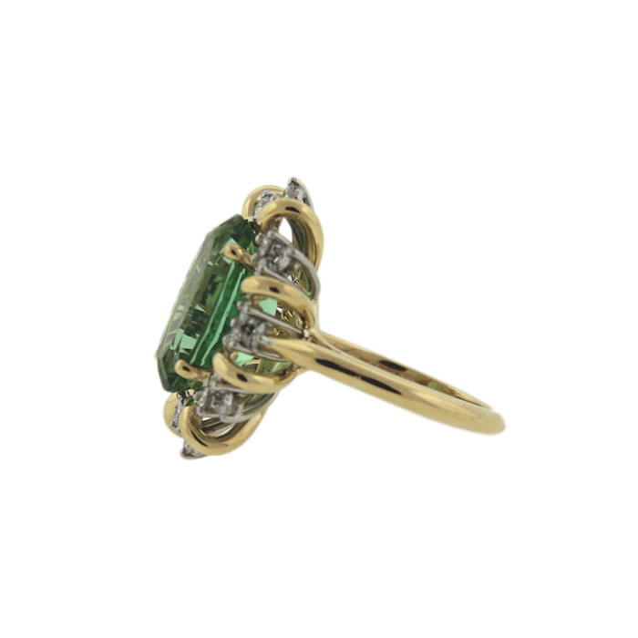 Green Tourmaline and Diamond Ring - Click Image to Close