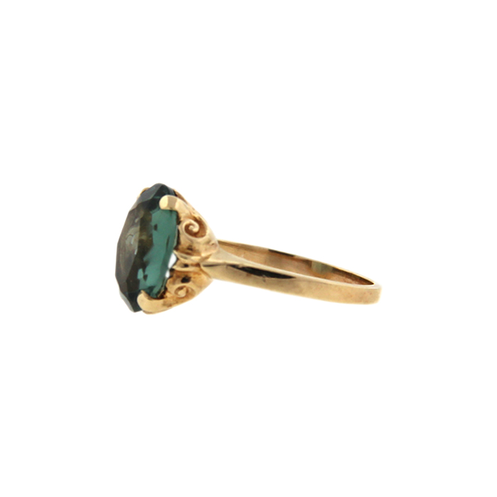 Yellow Gold Synthetic London Blue Topaz Ring