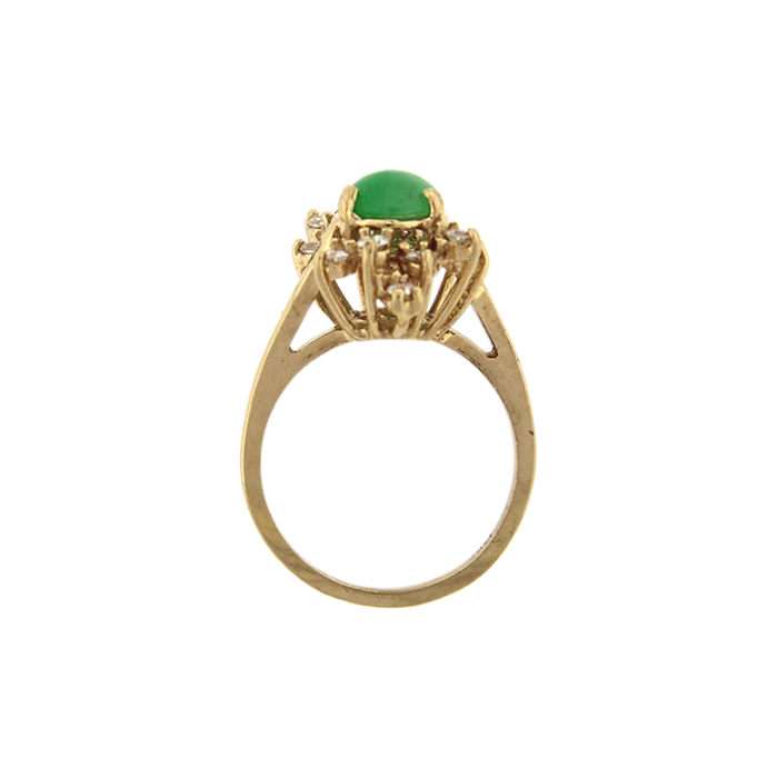 Diamond and Jade Cluster Ring - Click Image to Close