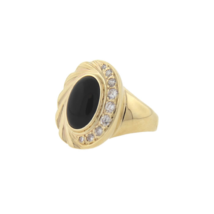 Oval Onyx and Diamond Ring - Click Image to Close