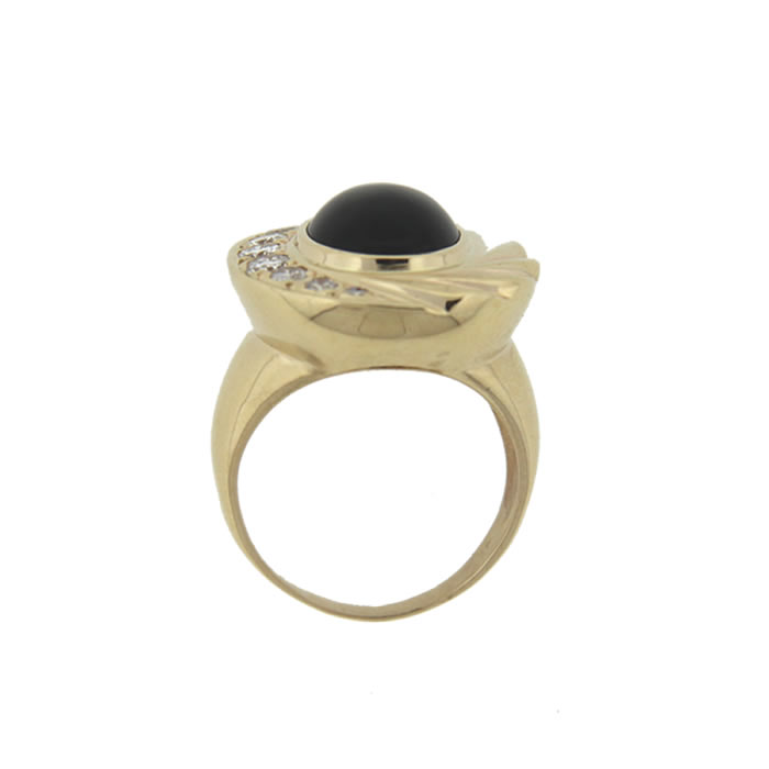 Oval Onyx and Diamond Ring