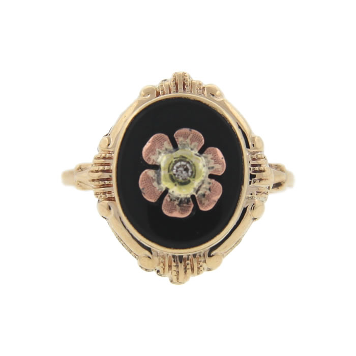 Onyx Flower Ring - Click Image to Close