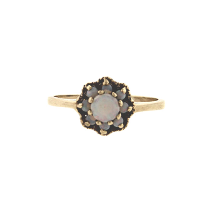 Yellow Gold Opal Cluster Ring