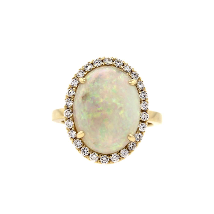 Opal and Diamond Halo Ring - Click Image to Close