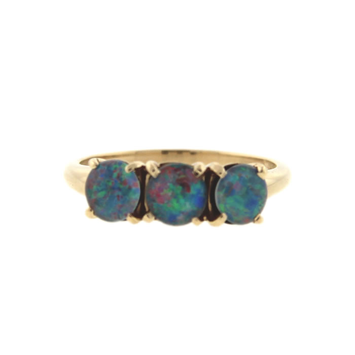 Three Stone Opal Doublet Ring