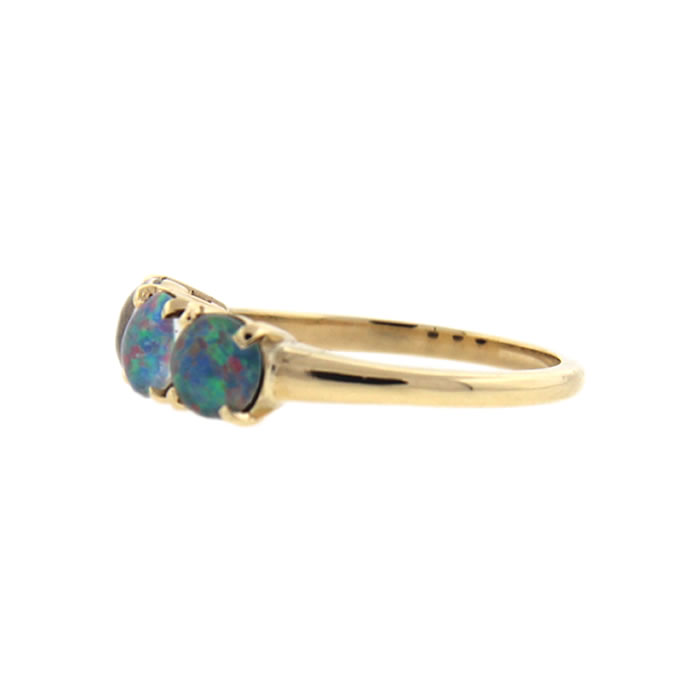 Three Stone Opal Doublet Ring - Click Image to Close