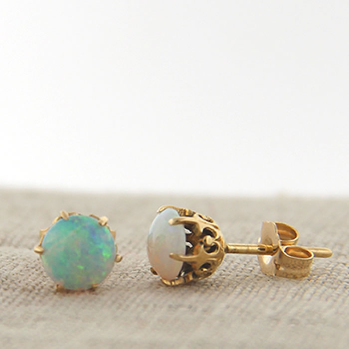 Opal Stud Earrings - Click Image to Close