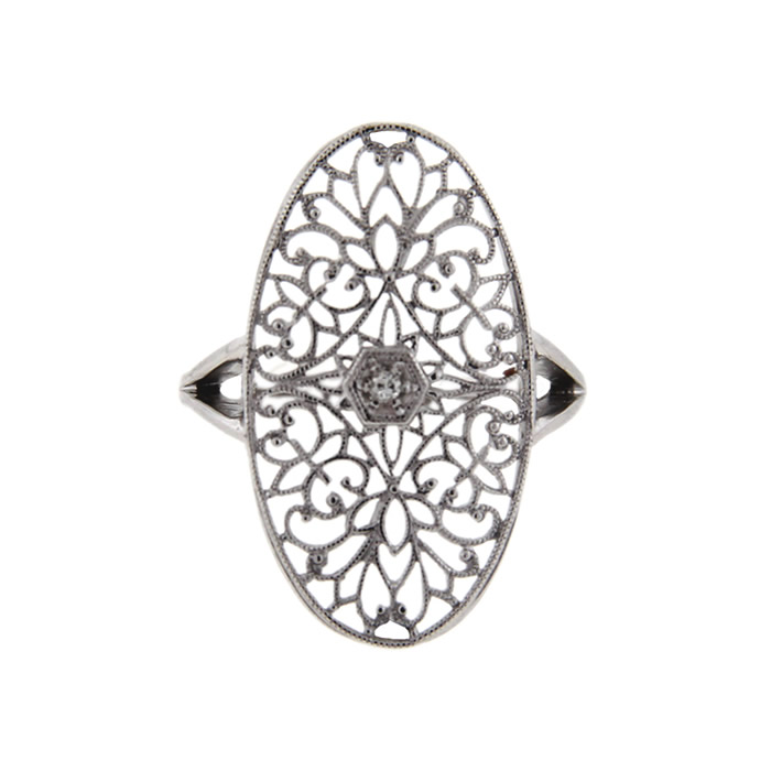 Oval Filigree Diamond Ring - Click Image to Close