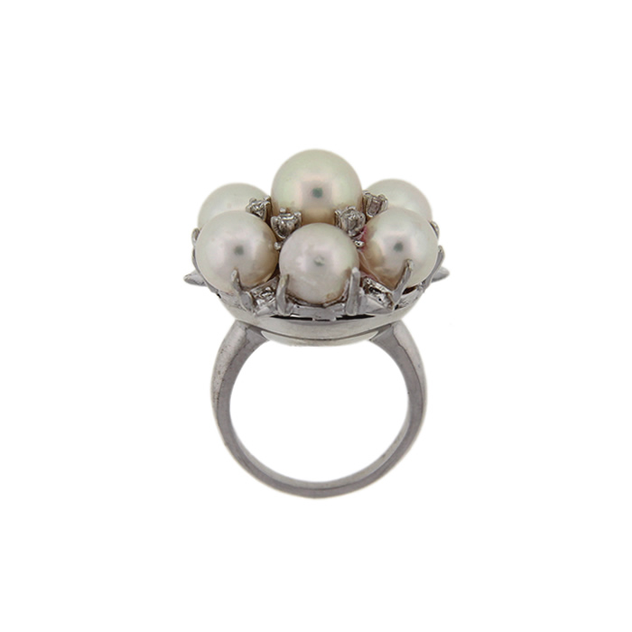 Mid-Century Pearl Cluster Ring