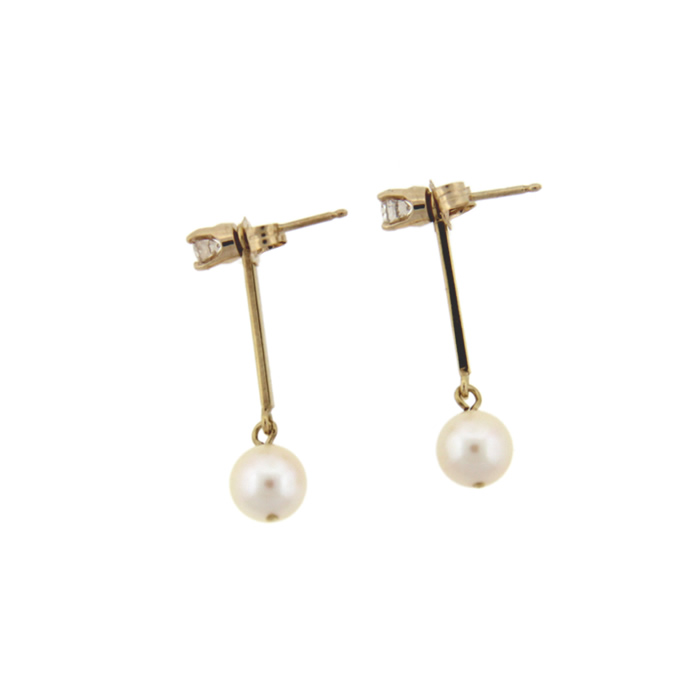 Diamond Stud Earrings with Pearl Dangle Enhancers - Click Image to Close