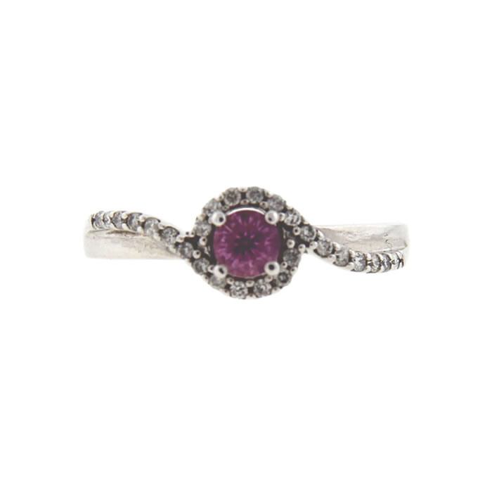 Petite Pink Sapphire and Diamond Ring - Click Image to Close
