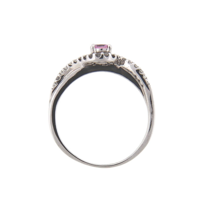Petite Pink Sapphire and Diamond Ring - Click Image to Close