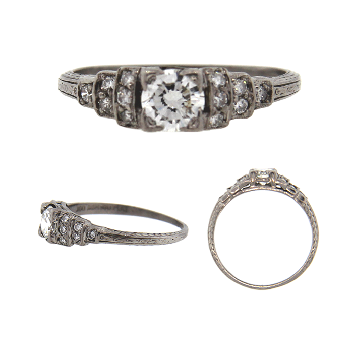 Platinum Art Deco Engagement Ring