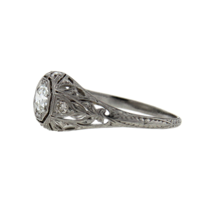 Platinum Filigree Diamond Engagement Ring - Click Image to Close