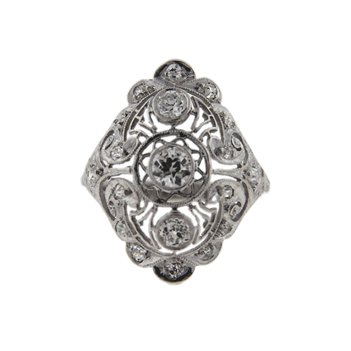Platinum Diamond Filigree Ring - Click Image to Close