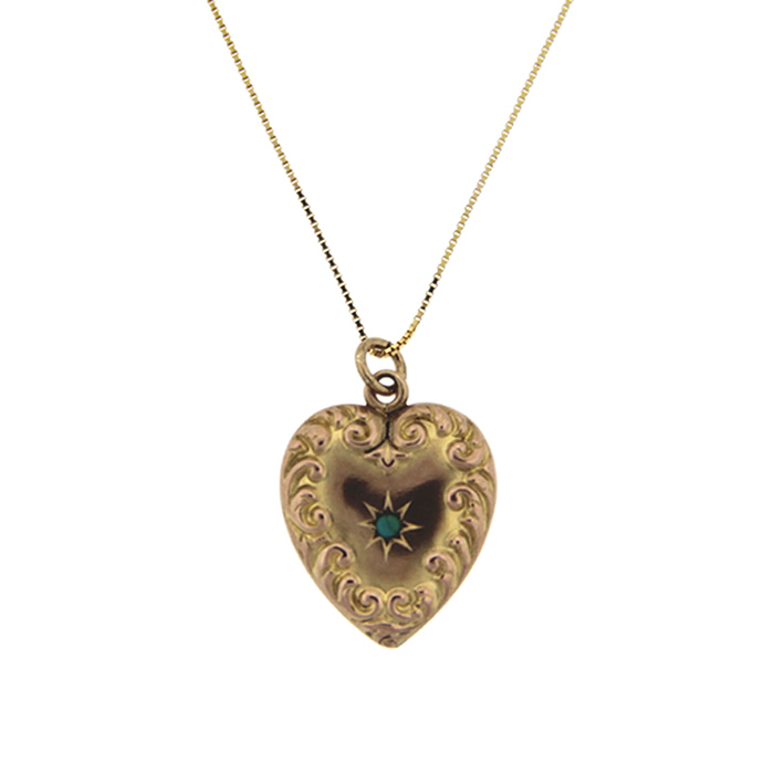 Puffed Heart Turquoise Pendant Necklace